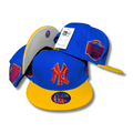 New York Yankees Royal Blue and Yellow with Side Patch Details – Snapback Cap — view 1