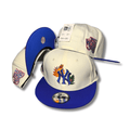 New York Yankees Cream and Blue with Floral Logo and 75th World Series Patch – Snapback Cap — view 1