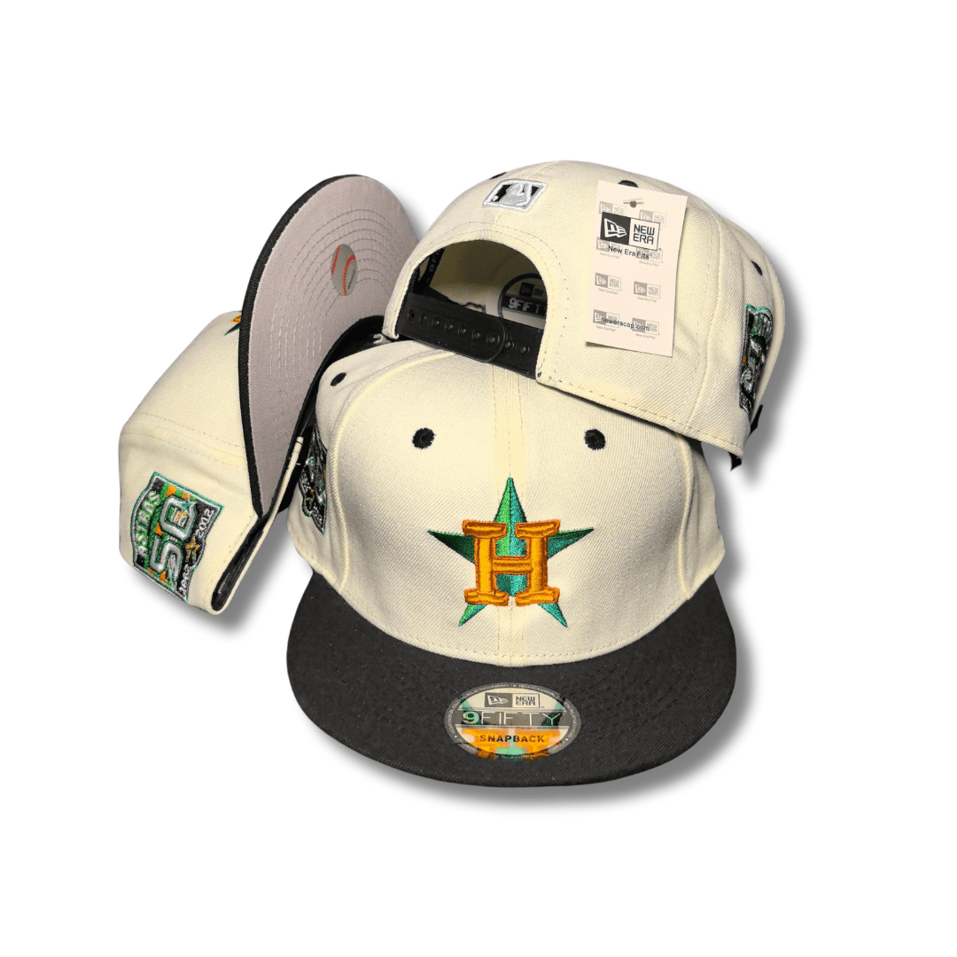 Houston Astros Cream and Black with Star Logo and Commemorative Side Patches - Snapback Cap — view 1