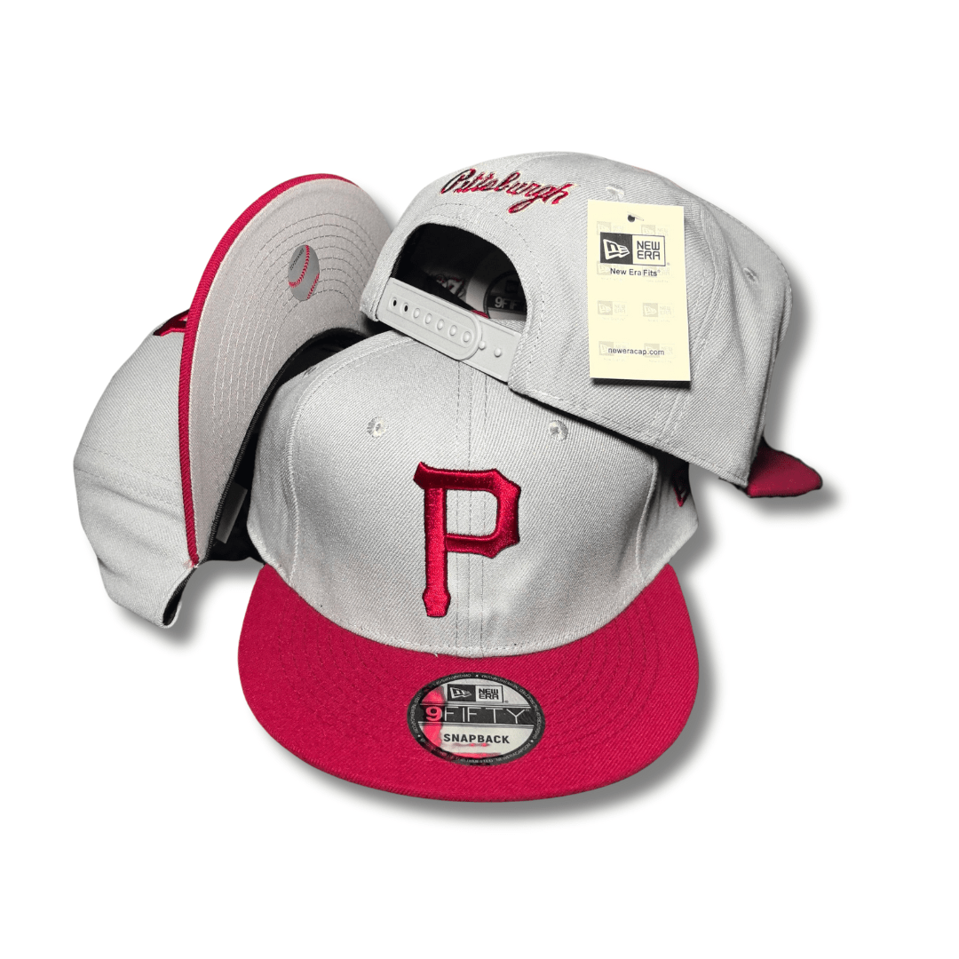 Gray and Red with Pittsburgh Embroidery and Adjustable Fit - Snapback Cap — view 1