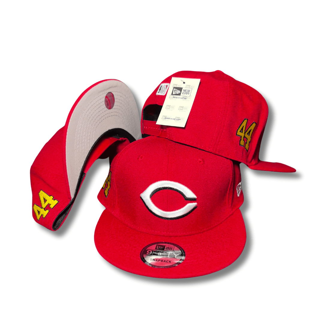 Red with Cincinnati Reds Embroidery and Number 44 Detail - Snapback Cap — view 1