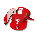 Red with Philadelphia Phillies Logo and Multicolor Number 3 Detail - Snapback Cap — view 1