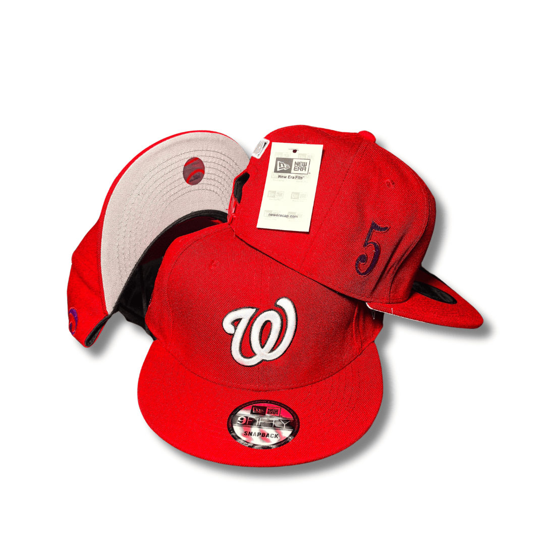 Red with Washington Nationals Logo and Number 5 Detail - Snapback Cap — view 1
