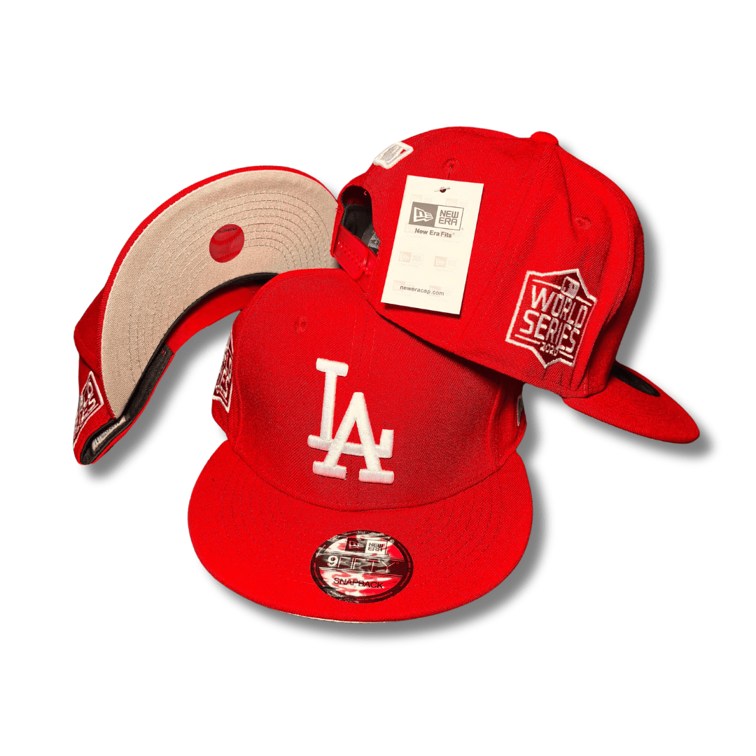LA Baseball Team with World Series Side Patch and White Embroidered Logo Red – Snapback Cap — view 1