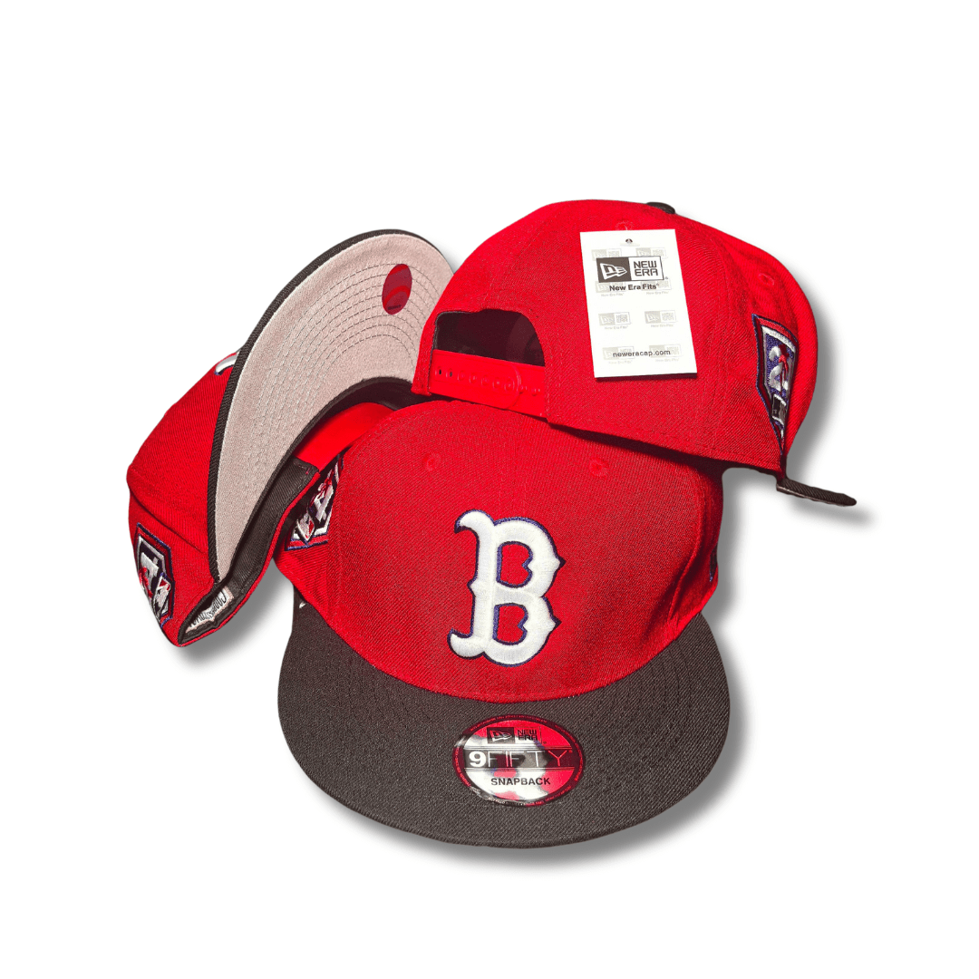 Boston Red Sox Snapback Hat with White Embroidered Logo and Commemorative Side Patches -Snapback Cap — view 1