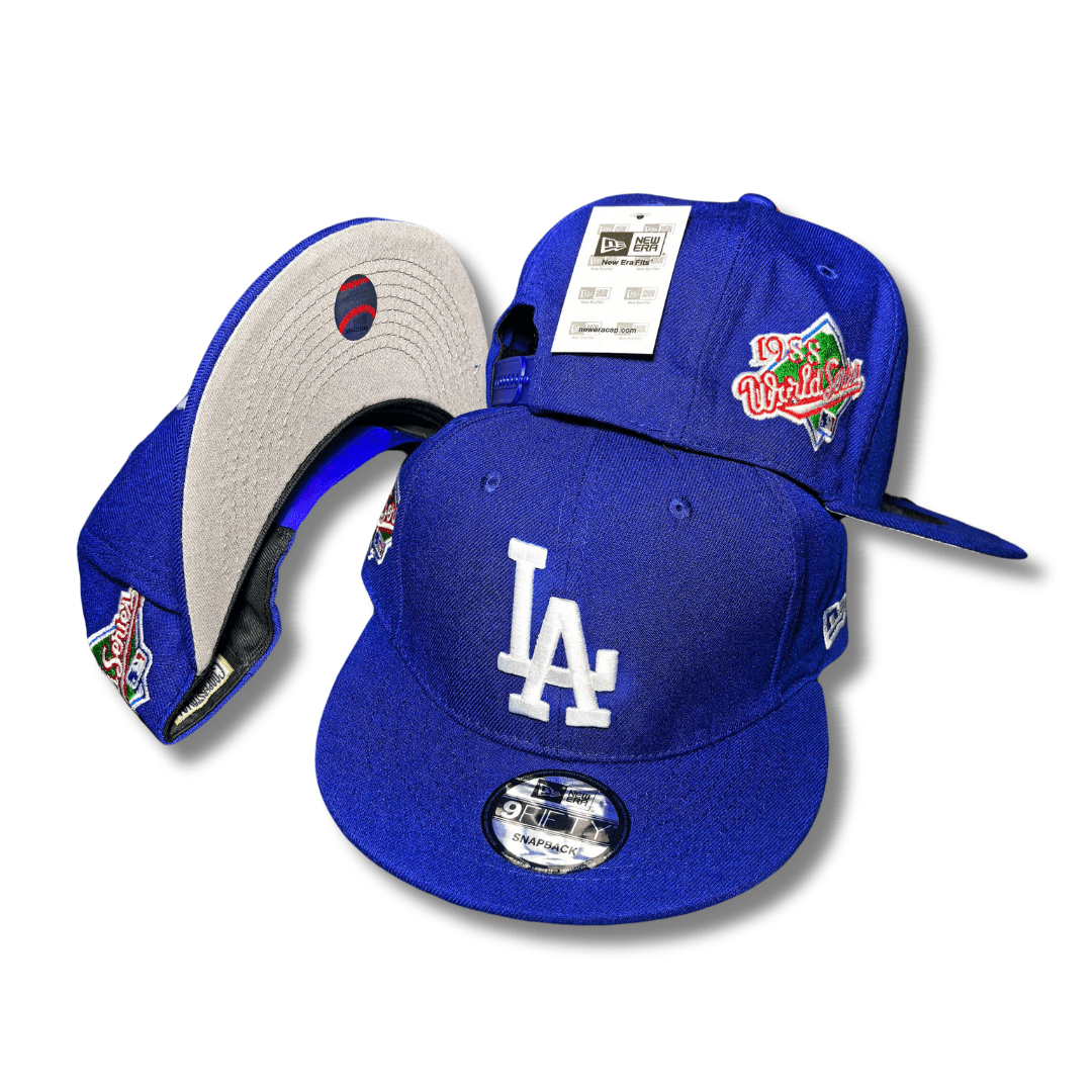 LA Dodgers with White Embroidered Logo and 1988 World Series Patch  Royal Blue – Snapback Cap — view 1