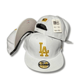 LA Dodgers with Gold Embroidered Logo White – Snapback Cap — view 1