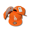 LA Dodgers with White Embroidered Logo Vibrant Orange – Snapback Cap — view 1