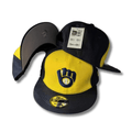 Milwaukee Brewers 9FIFTY Yellow with Navy Brim and Logo – Snapback Cap — view 1
