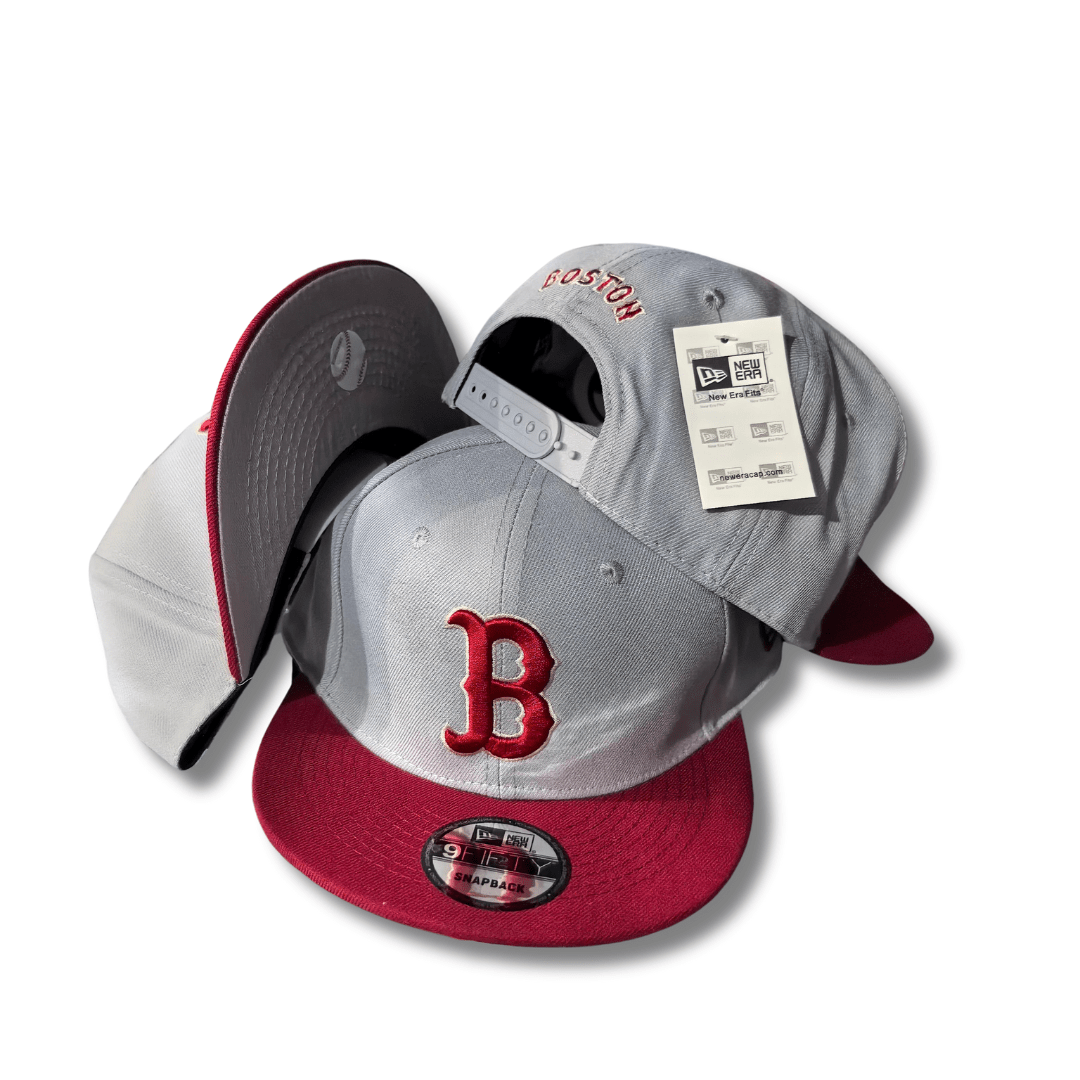 New Era Boston 9FIFTY Light Gray with Burgundy Brim and Logo - Snapback Cap — view 1