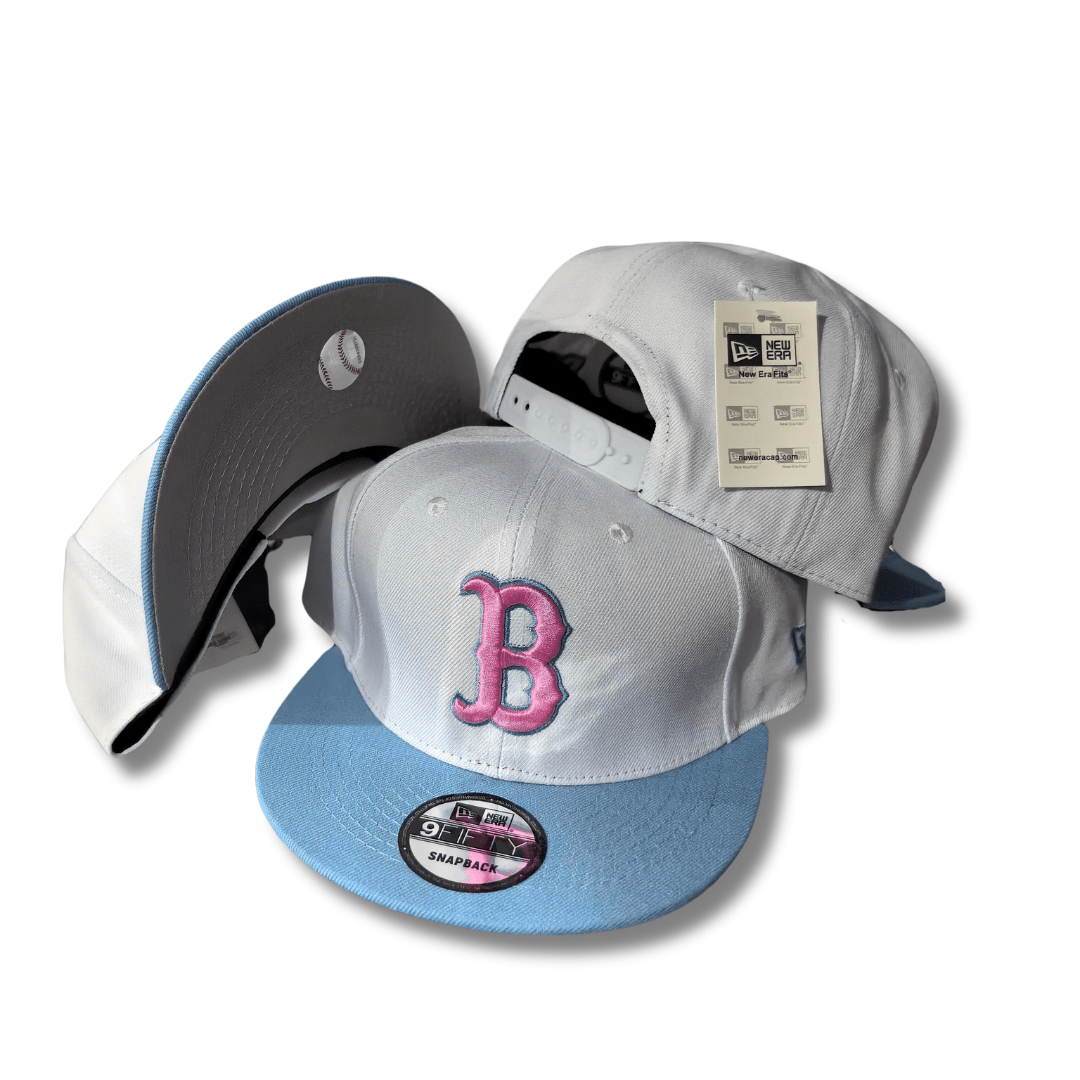Boston Red Sox New Era 9FIFTY White and Light Blue with Pink Logo - Snapback Cap — view 1