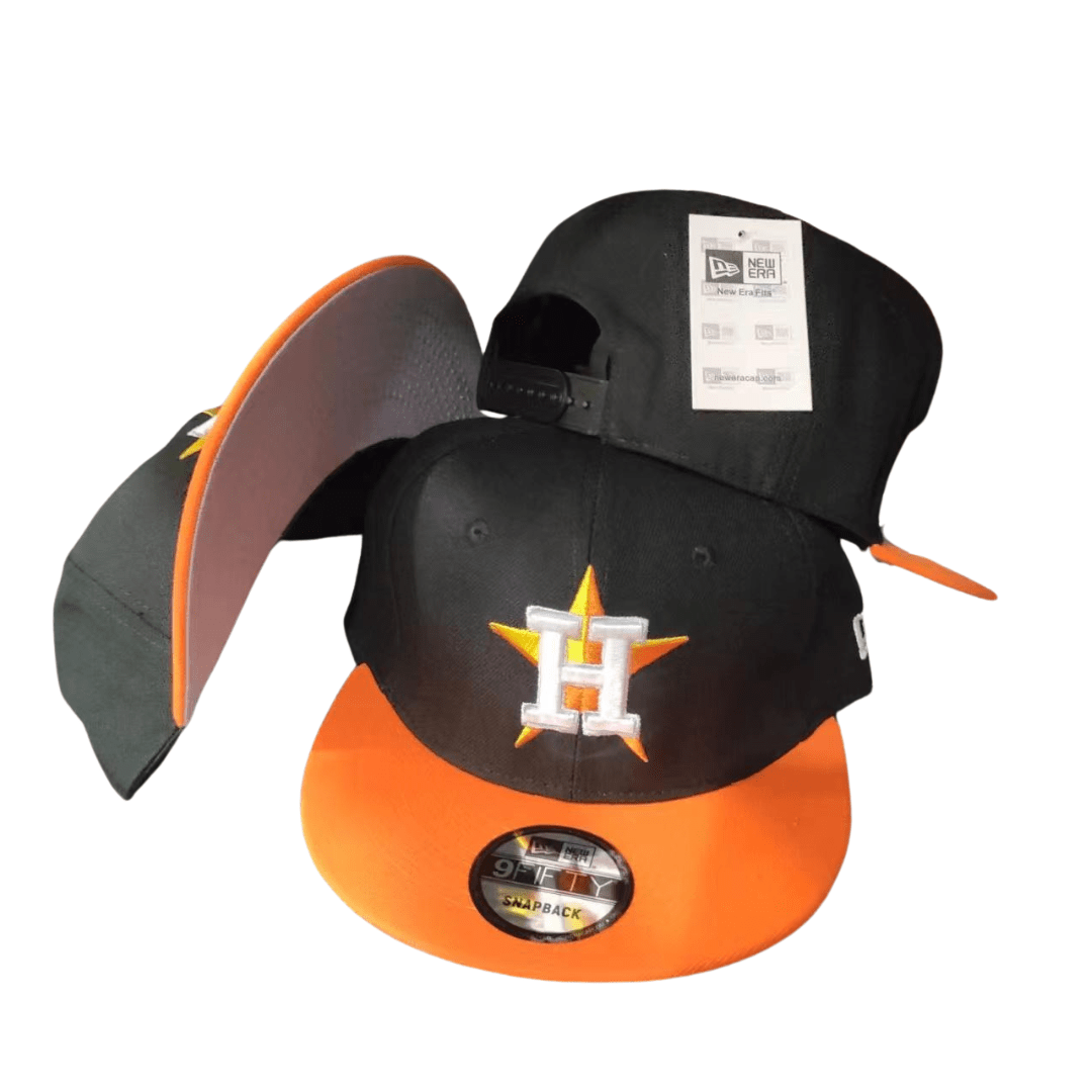 Houston Astros Black and Orange with Iconic Star Embroidery - Snapback Cap — view 1