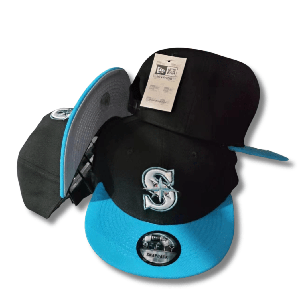 Seattle Logo Two-Tone Black and Sky Blue – Snapback Cap — view 1