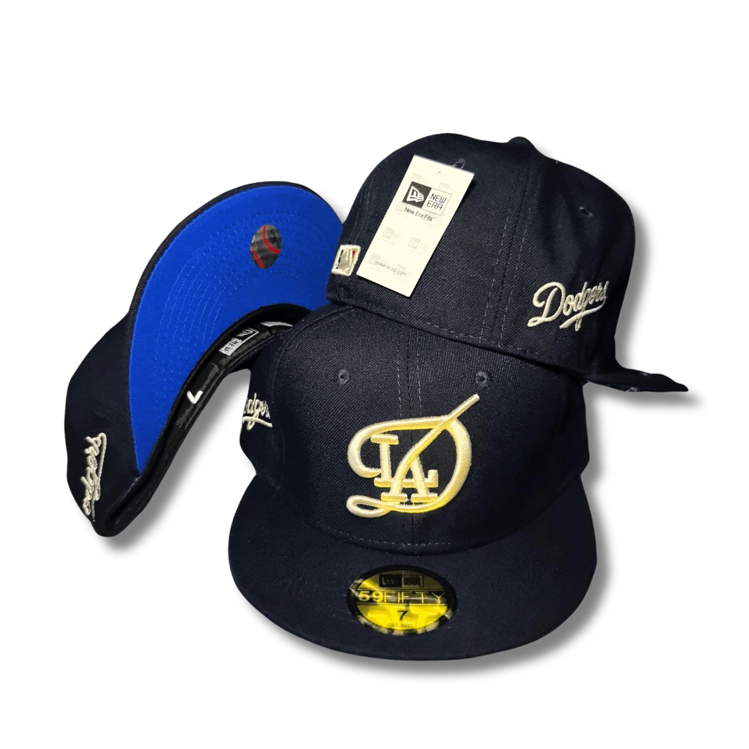 Los Angeles Dodgers Navy with Gold Embroidery and Blue Undervisor - Fitted Cap — view 1