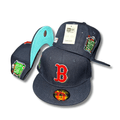Boston Red Sox Navy New Era 59FIFTY All-Star Game Side Patches and Turquoise Underbill - Fitted Cap — view 1