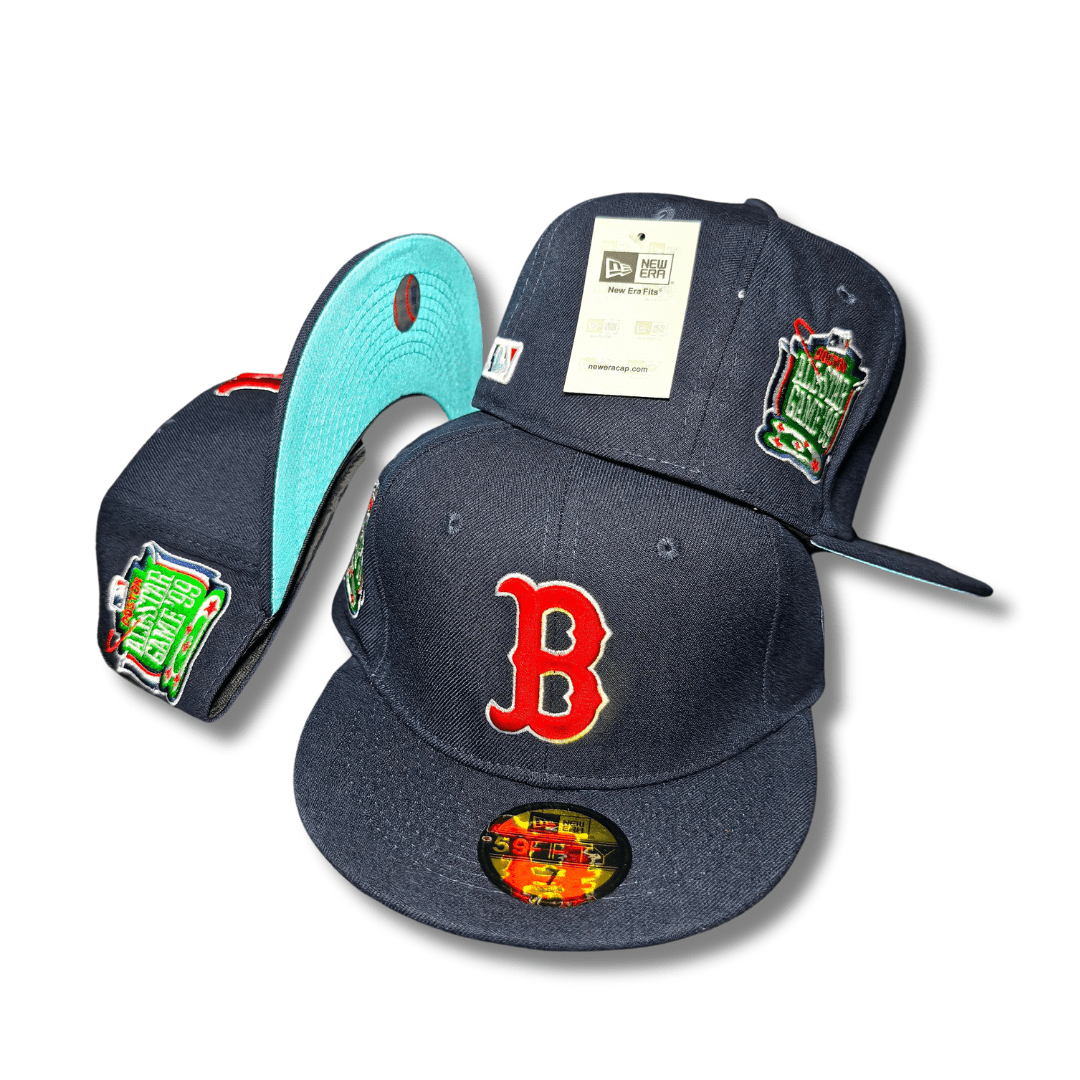 Boston Red Sox Navy New Era 59FIFTY All-Star Game Side Patches and Turquoise Underbill - Fitted Cap — view 1