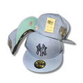 New York Yankees with World Series Patch and Mint Underbrim Light Blue – Fitted Cap — view 1