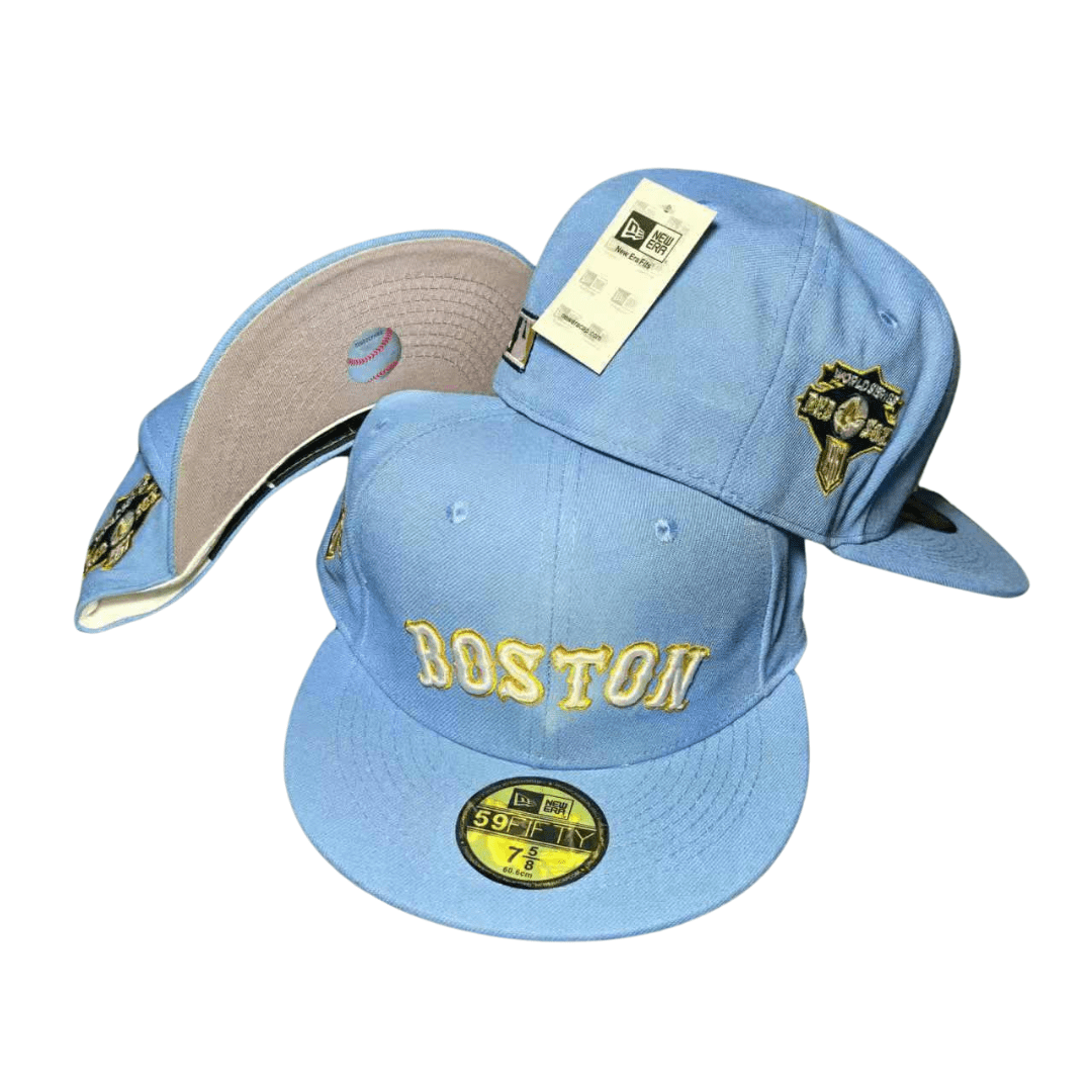 New Era Boston Embroidered Script and Commemorative Patch - Fitted Cap — view 1