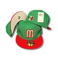 Team Mexico with Embroidered Logo and Mexican Flag Patch Green and Red – Fitted Cap — view 1