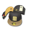 Team Mexico with Gold Embroidered Logo and Side Mexican Flag Patch Black and Gold – Fitted Cap — view 1