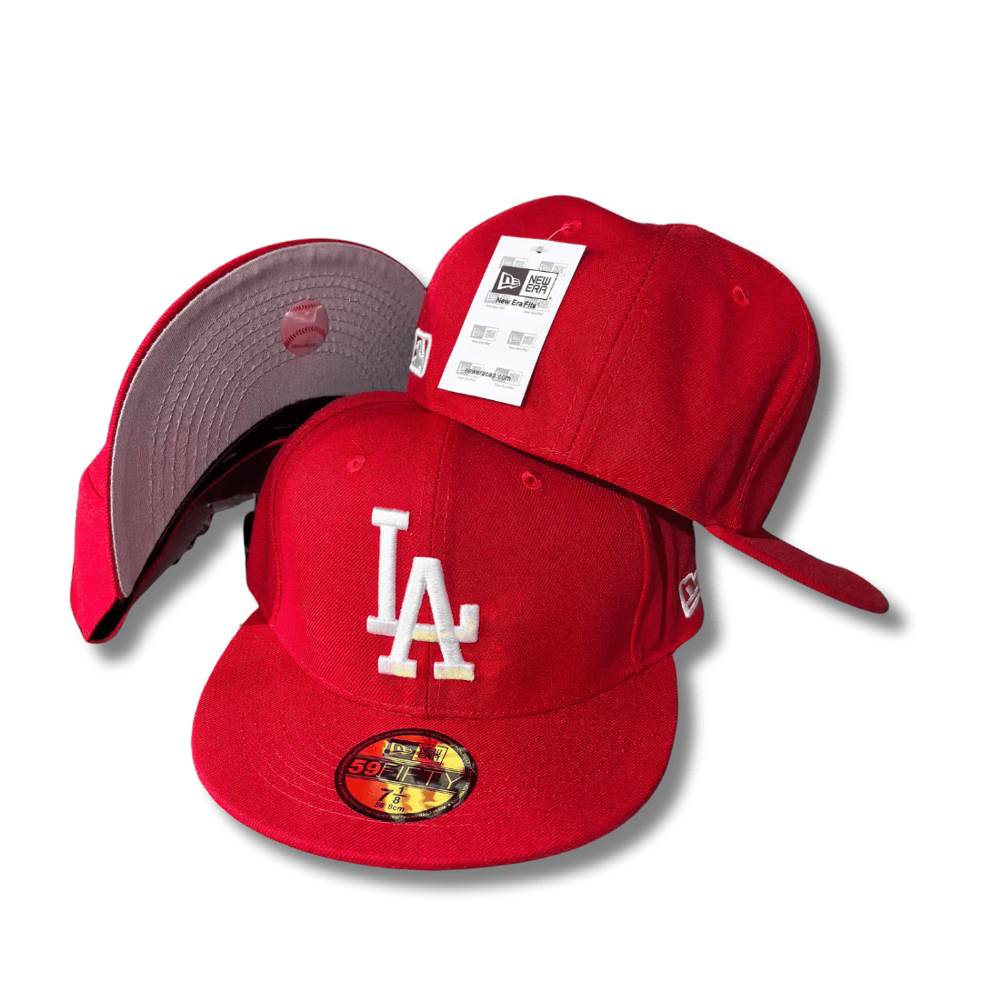 Los Angeles Dodgers in Bold Red with Gray Undervisor - Fitted Cap — view 1