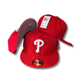 Philadelphia Phillies in Vibrant Red with Gray Undervisor - Fitted Cap — view 1