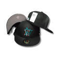 Miami Marlins 59FIFTY Black with Teal and Red Logo - Fitted Cap — view 1