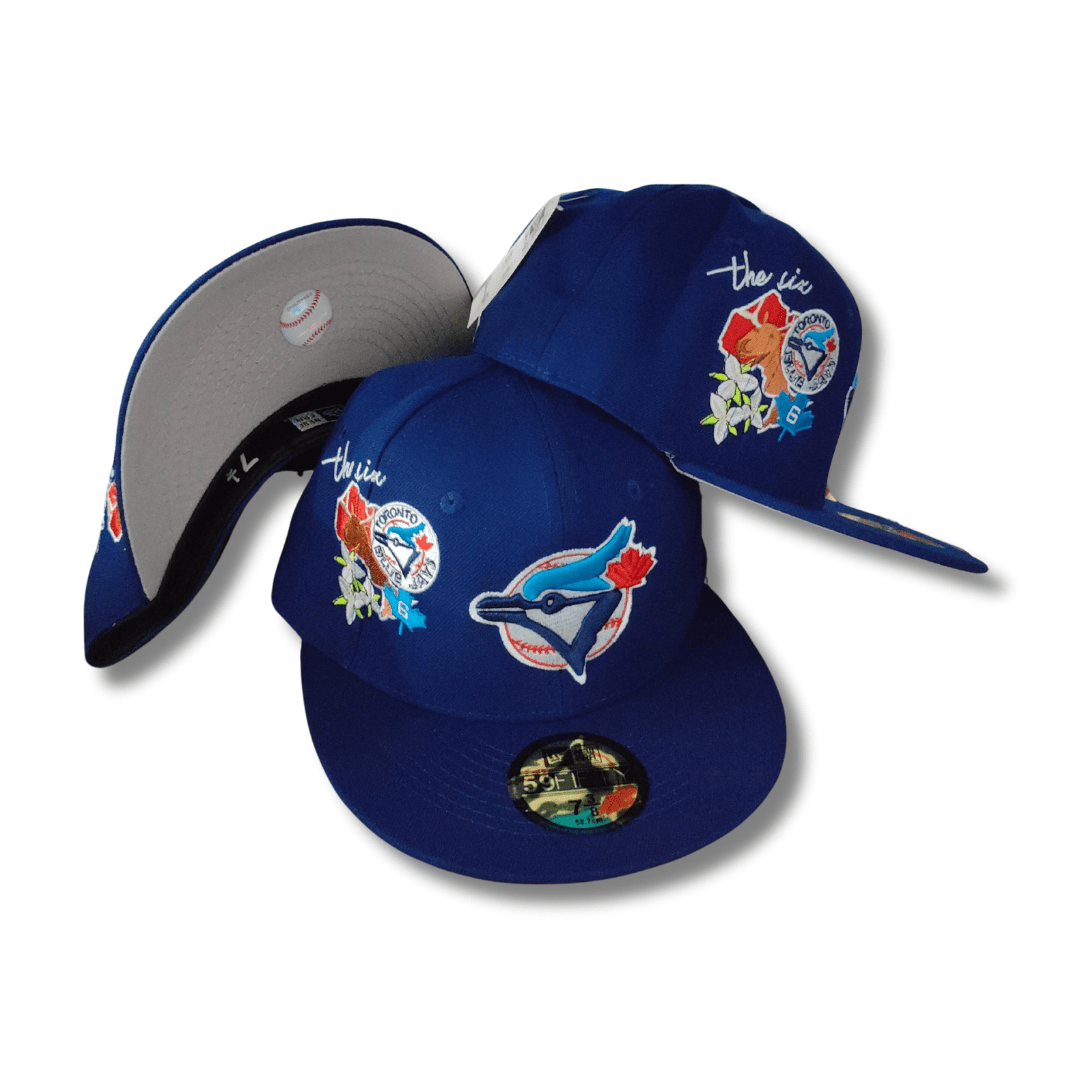 Toronto Blue Jays Embroidered with Floral Details Blue and White – Fitted Cap — view 1