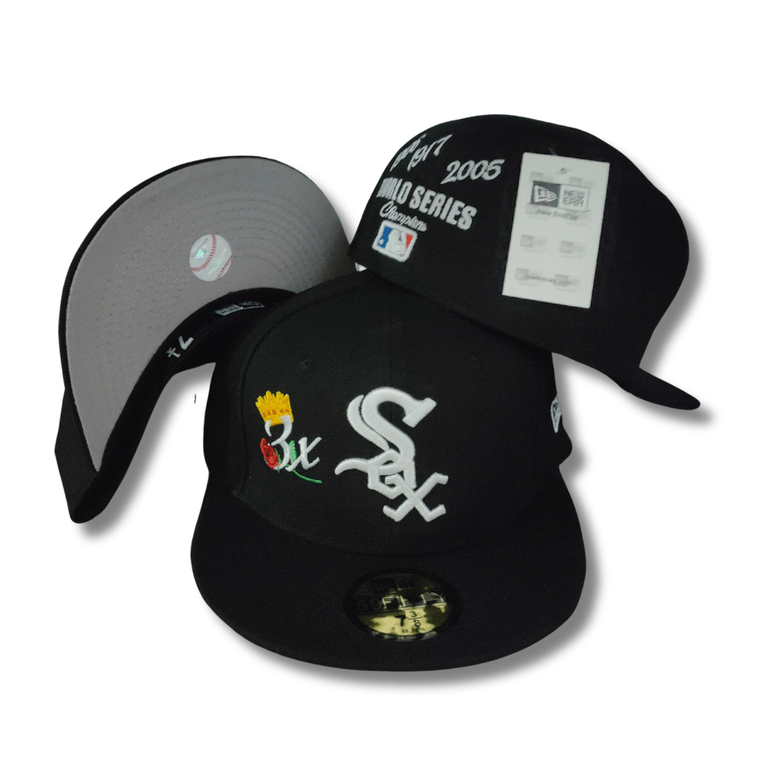 Chicago White Sox World Series Fitted Hat with Logo Black and White – Fitted Cap — view 1