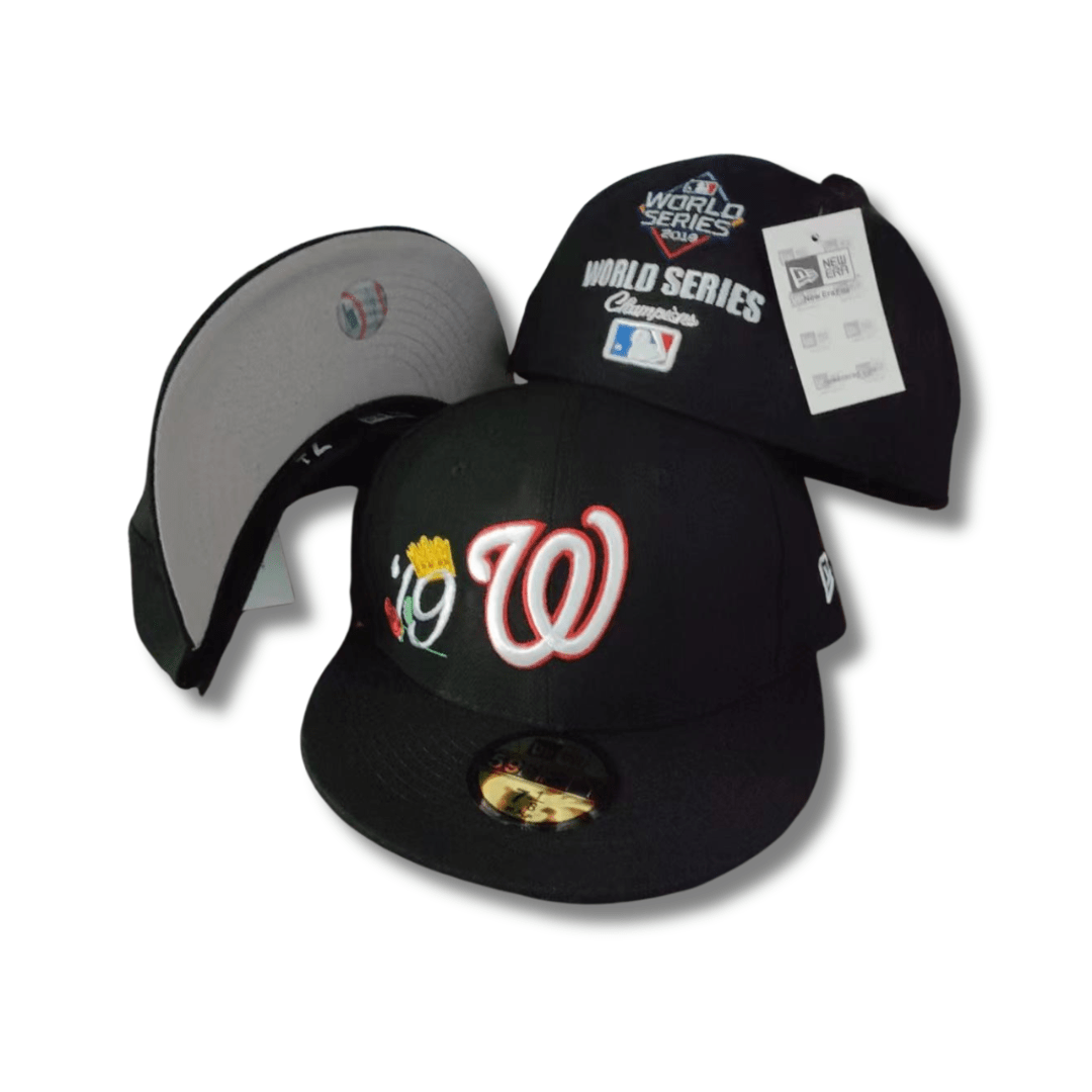 Washington Nationals 2019 World Series with Logo Black and White – Fitted Cap — view 1