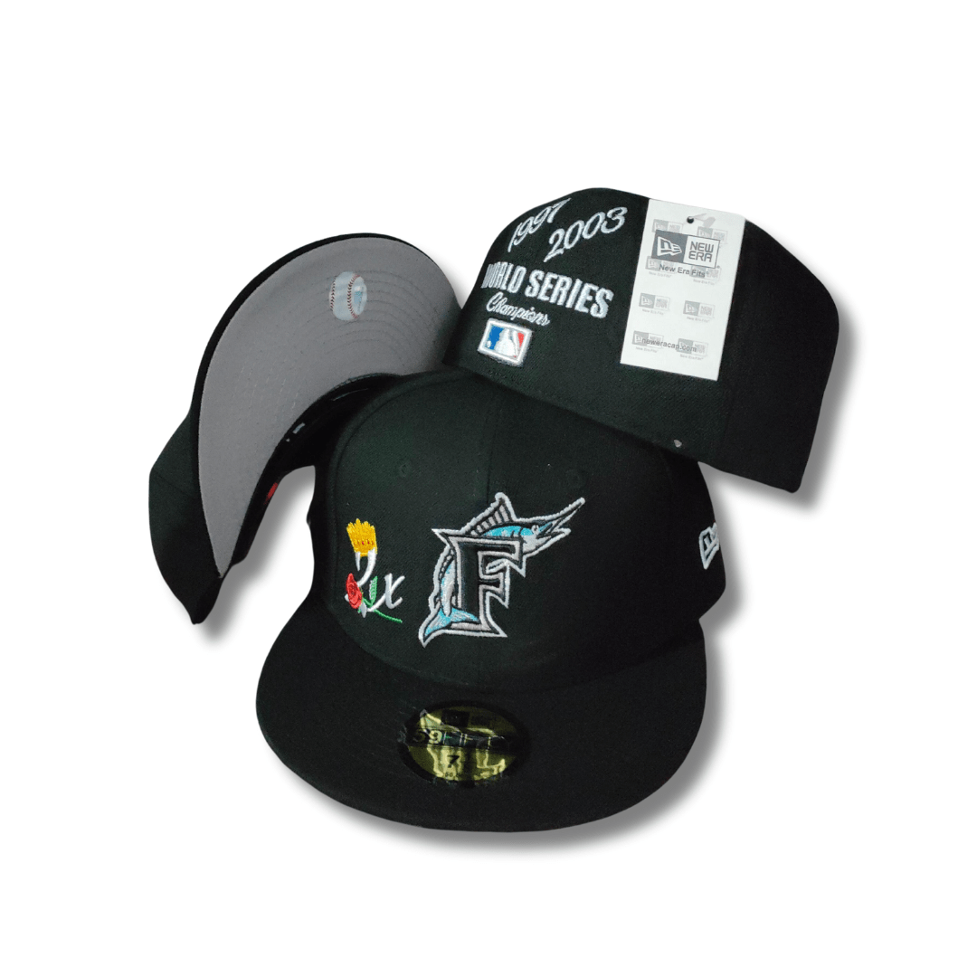 Florida Marlins 59FIFTY Fitted Hat with World Series Champions Embroidery Black – Fitted Cap — view 1