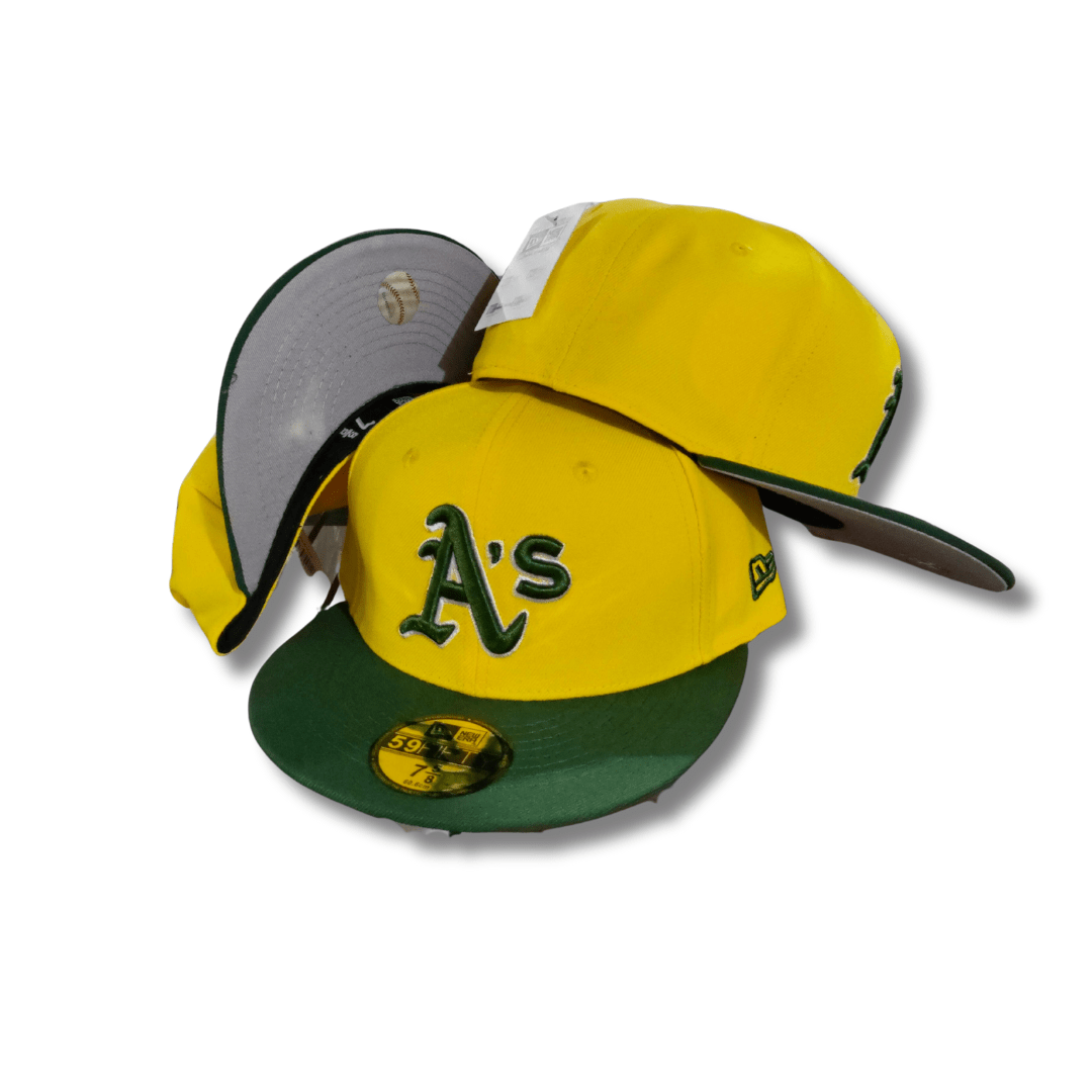 Oakland Athletics 59FIFTY with Green Visor Yellow – Fitted Cap — view 1