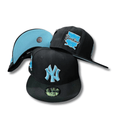 New York Yankees with Sky Blue Logo and Undervisor Black – Snapback Cap — view 1
