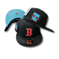 Boston Red Sox with Sky Blue Undervisor and Retro Patch – Black - Snapback Cap — view 1