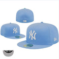 New York Yankees Light Blue with White NY Logo - Fitted Cap — view 1