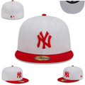 New York Yankees White and Red Fitted Hat with Embroidered Logo — view 1