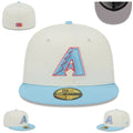 Arizona Diamondbacks White and Light Blue Fitted Hat with Embroidered Logo — view 1