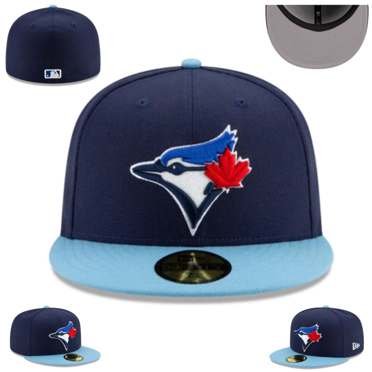 Toronto Blue Jays Navy and Light Blue Fitted Hat with Embroidered Logo — view 1