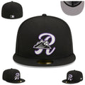 Colorado Rockies Black Fitted Hat with Purple and White Embroidered Logo — view 1