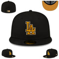Los Angeles Dodgers Black and Gold Fitted Hat with Embroidered Logo — view 1