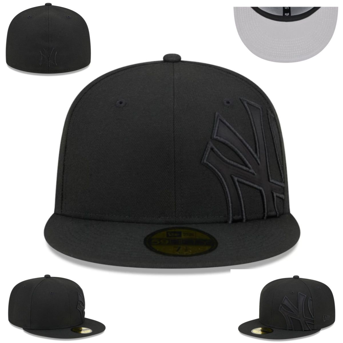 New York Yankees Blackout Fitted Hat with Oversized Tonal Embroidered Logo — view 1