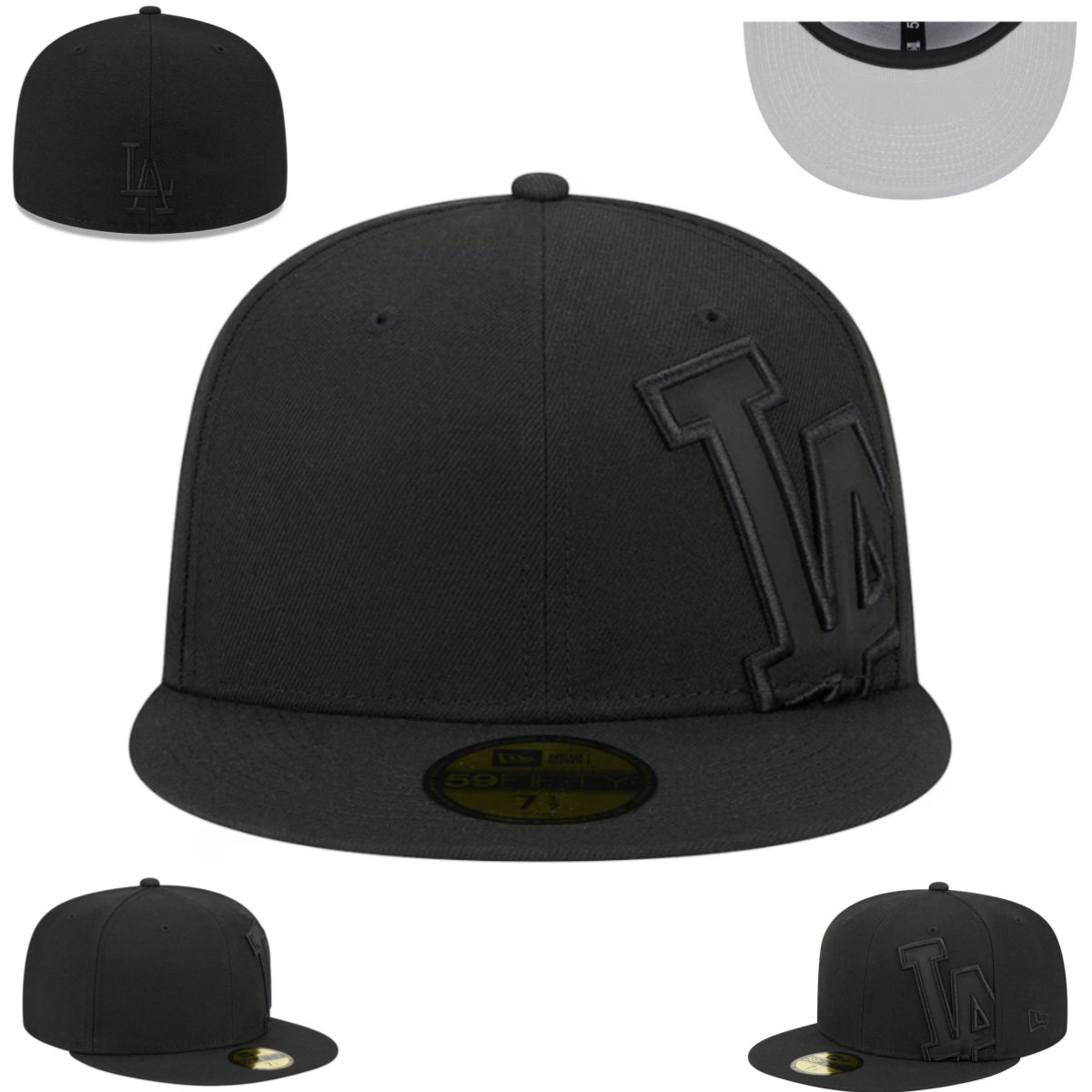 Los Angeles Dodgers Blackout Fitted Hat with Oversized Tonal Embroidered Logo — view 1