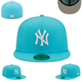 New York Yankees Turquoise Fitted Hat with White Embroidered Logo — view 1