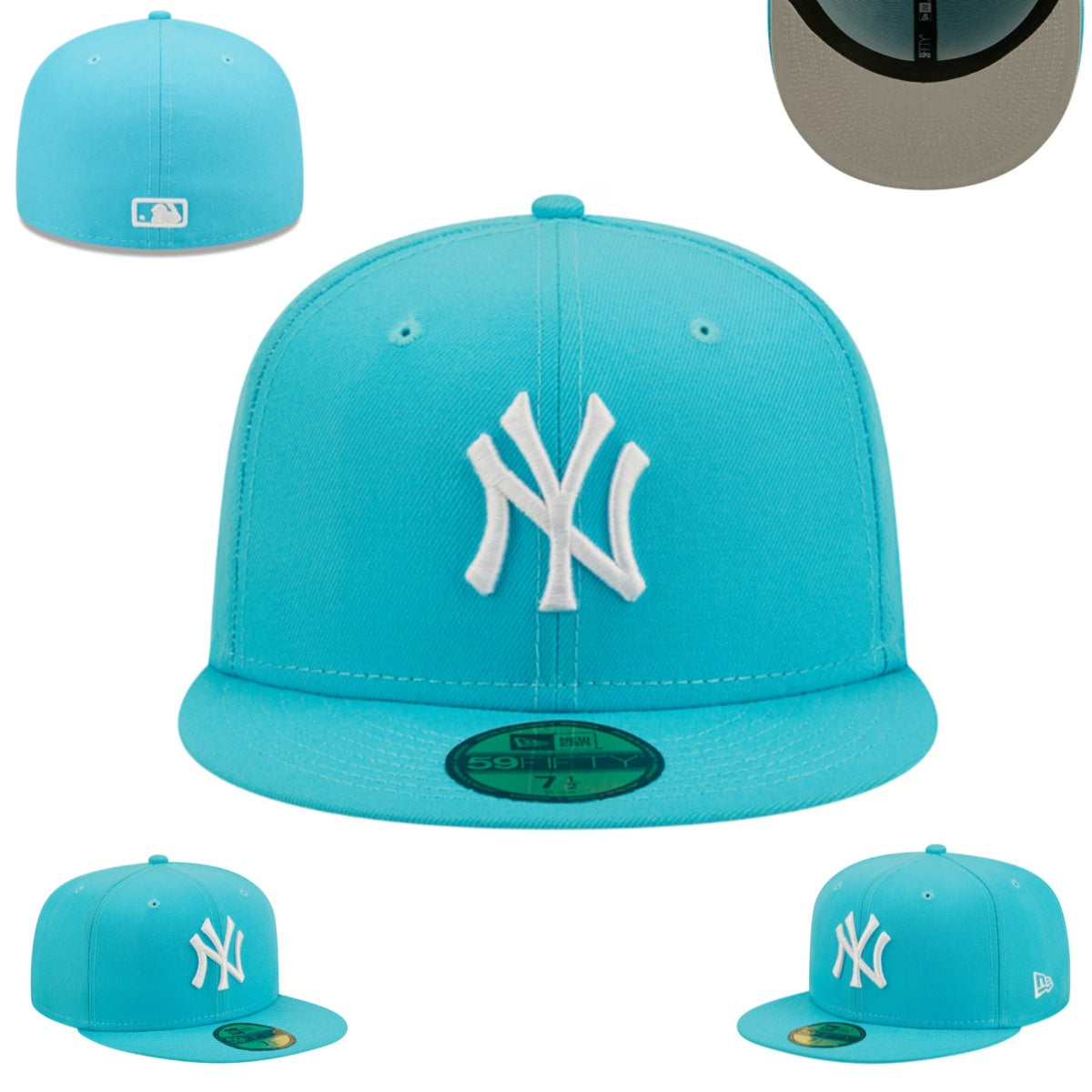 New York Yankees Turquoise Fitted Hat with White Embroidered Logo — view 1