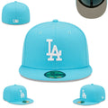 Los Angeles Dodgers Turquoise Fitted Hat with White Embroidered Logo — view 1