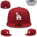 Los Angeles Dodgers Deep Red Fitted Hat with White Embroidered Logo — view 1