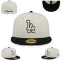 Los Angeles Dodgers White and Black Fitted Hat with Embroidered Logo — view 1