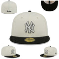 New York Yankees White and Black Fitted Hat with Embroidered Logo — view 1