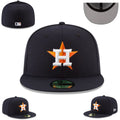 Houston Astros Navy Fitted Hat with Orange and White Star Logo — view 1