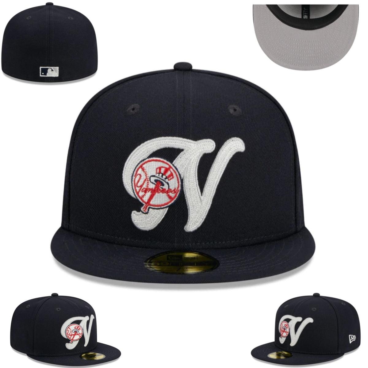 New York Yankees Navy Blue Fitted Hat with Unique Logo and Embroidered Team Badge — view 1